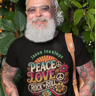 Peace Liebe RocknRoll Retro 70er Vintag Psychedeli T-Shirt