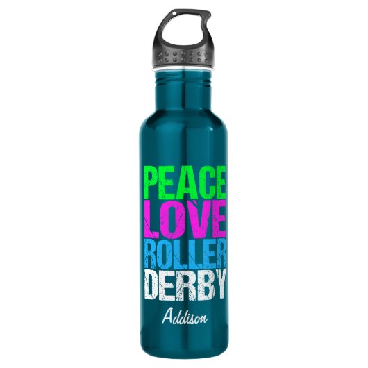 Peace Liebe Roller Derby Edelstahlflasche (Vorderseite)