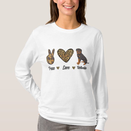 Peace Liebe Rottweiler Lover Pet Dog Welpe Owner L T-Shirt (Vorderseite)