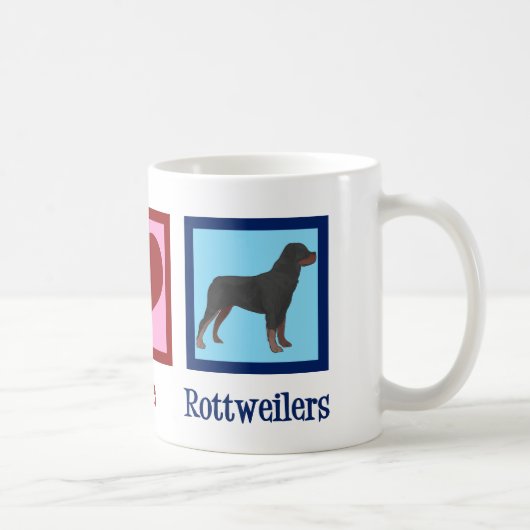 Peace Liebe Rottweilers Kaffeetasse (Rechts)