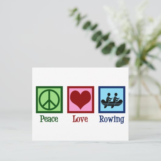 Peace Liebe Rowing Team Niedliche Crew Rowers Postkarte (Stehend Vorderseite)