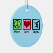 Peace Liebe Rugby Keramik Ornament (Rechts)