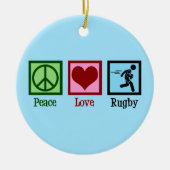 Peace Liebe Rugby Keramik Ornament (Vorne)