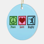 Peace Liebe Rugby Keramik Ornament (Links)