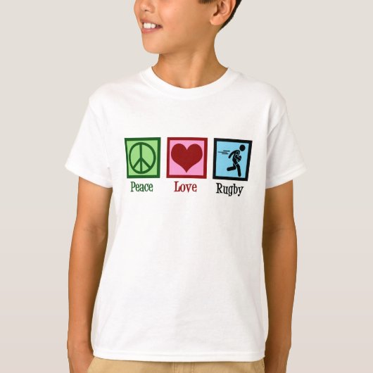 Peace Liebe Rugby Kids T-Shirt (Vorderseite)