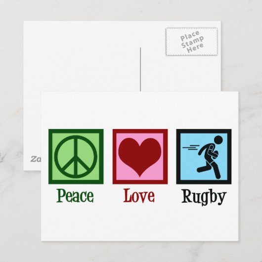 Peace Liebe Rugby Player Postkarte (Vorne/Hinten)