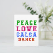 Peace Liebe Salsa Tance Postkarte (Stehend Vorderseite)