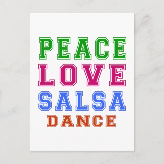 Peace Liebe Salsa Tance Postkarte (Vorderseite)