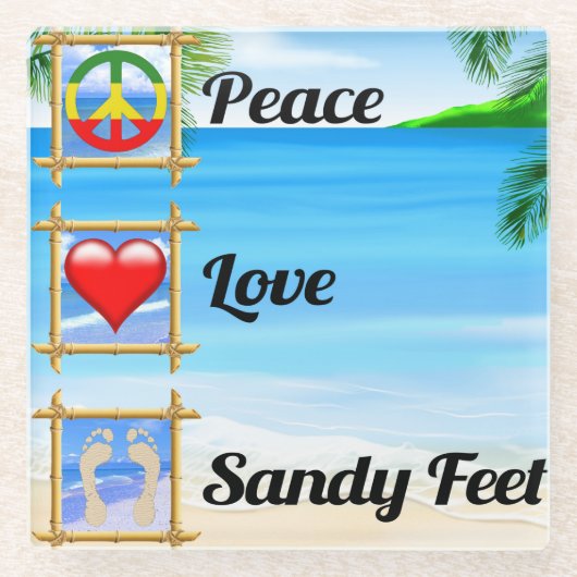 Peace Liebe Sandy Feet Glasuntersetzer (Vorderseite)