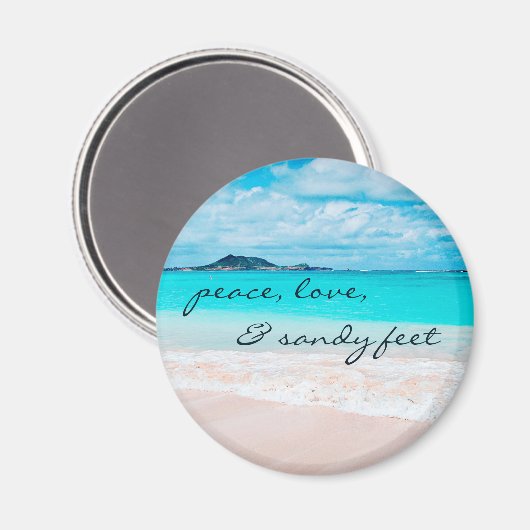 Peace Liebe Sandy Feet Hawaii Tropical Beach Foto Magnet (Vorderseite/Rückseite)