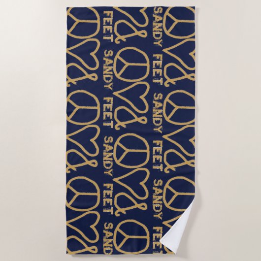 Peace Liebe & Sandy Feet Strandtuch (Vorderseite)