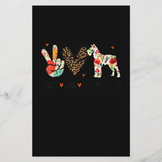 Peace Liebe Schnauzer Funny Gift Dog Lover Briefpapier (Vorderseite)