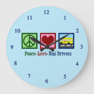 Peace Liebe School Busfahrer Große Wanduhr