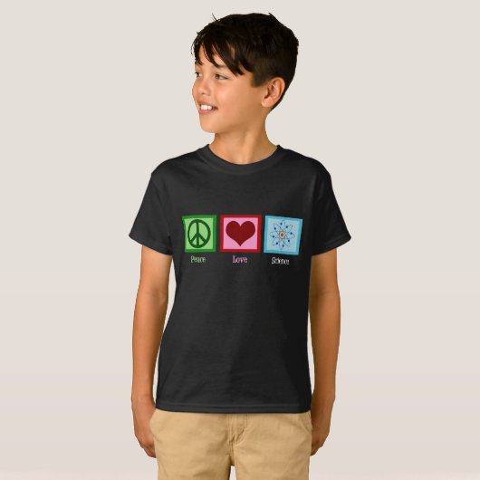 Peace Liebe Science Atom Model Kids T-Shirt (Vorne ganz)