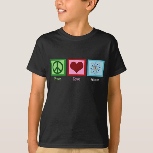 Peace Liebe Science Atom Model Kids T-Shirt (Vorderseite)