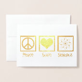 Peace Liebe Science Beautiful Scientifique Gold Folienkarte (Vorderseite mit Umschlag)