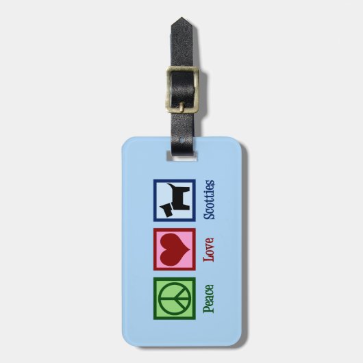 Peace Liebe Scottish Terrier Gepäckanhänger (Vorderseite vertikal)