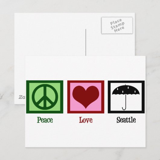 Peace Liebe Seattle Postkarte (Vorne/Hinten)