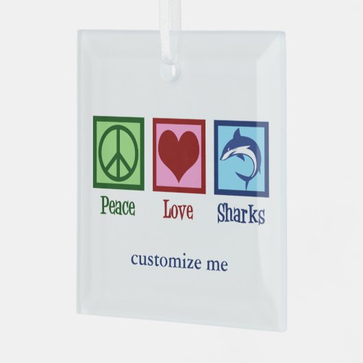 Peace Liebe Sharks Niedlicher Custom Shark Weihnac Ornament Aus Glas (Vorderseite links)