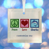 Peace Liebe Sharks Niedlicher Custom Shark Weihnac Ornament Aus Glas