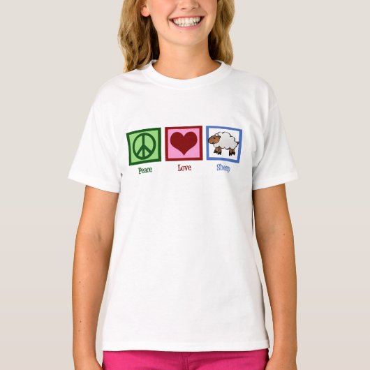 Peace Liebe Sheep Niedlich Kids T-Shirt (Vorderseite)