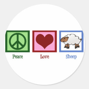 Peace Liebe Sheep Runder Aufkleber