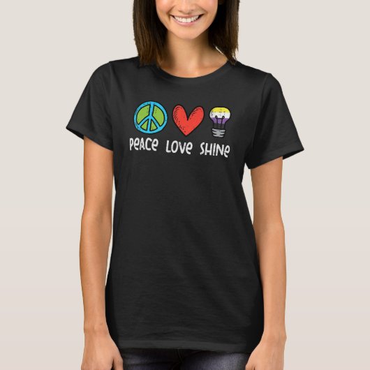 Peace Liebe Shine Nonbinary non-binäre Enby nb Fla T-Shirt (Vorderseite)