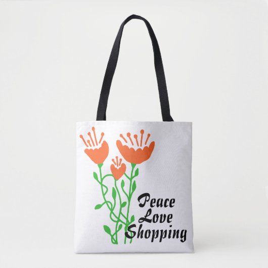 Peace Liebe Shopping Blume Tasche (Vorderseite)