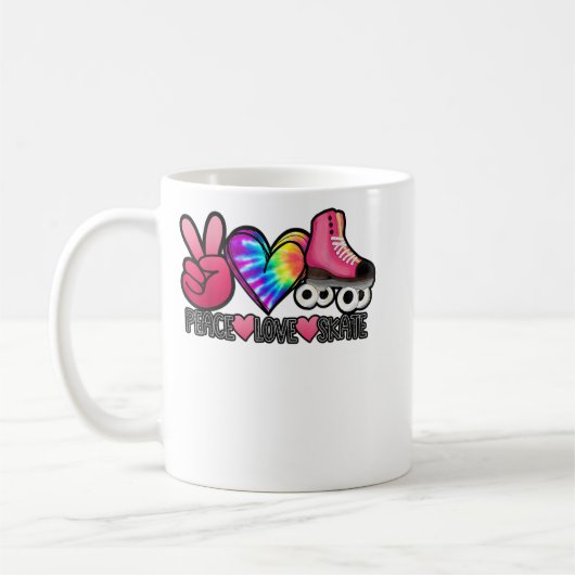 Peace Liebe Skate - Gefärbte Krawatte Roller Skate Kaffeetasse (Links)