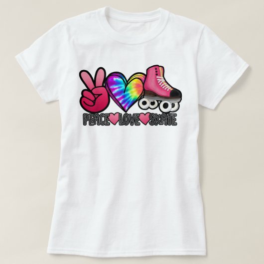 Peace Liebe Skate - Gefärbte Krawatte Roller Skate T-Shirt (Design vorne)