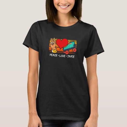 Peace Liebe Skate Roller Skate T-Shirt (Vorderseite)