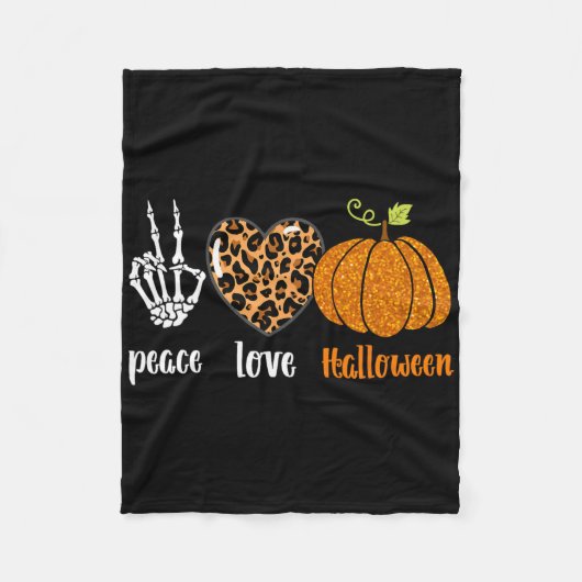 Peace Liebe Skeleton Fall Pumpkin Leopard Hallowee Fleecedecke (Vorderseite)