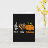 Peace Liebe Skeleton Fall Pumpkin Leopard Hallowee Karte (Gelbe Blume)