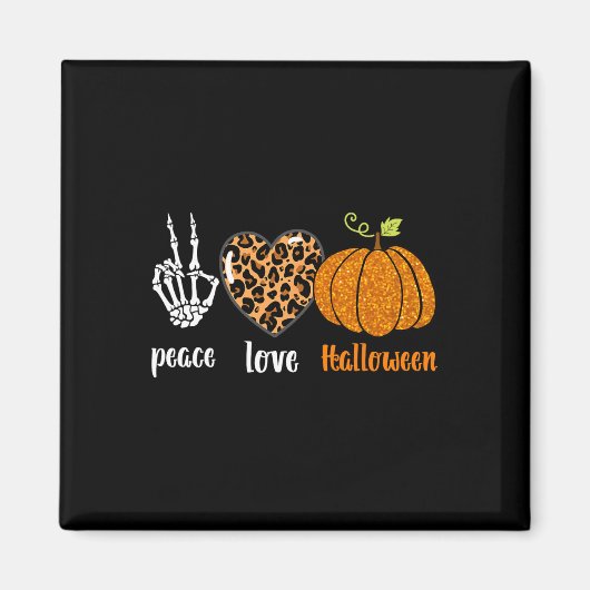 Peace Liebe Skeleton fall Pumpkin leopard Hallowee Magnet (Vorne)