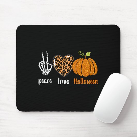 Peace Liebe Skeleton fall Pumpkin leopard Hallowee Mousepad (Mit Mouse)
