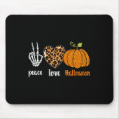 Peace Liebe Skeleton fall Pumpkin leopard Hallowee Mousepad (Vorne)