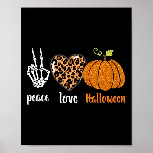 Peace Liebe Skeleton Fall Pumpkin Leopard Hallowee Poster (Vorne)