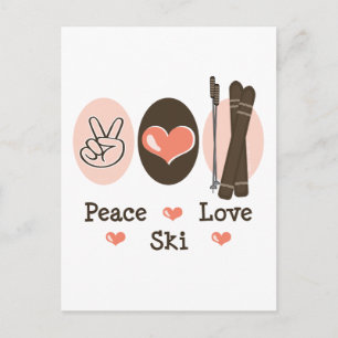 Peace Liebe Ski Postcard Postkarte