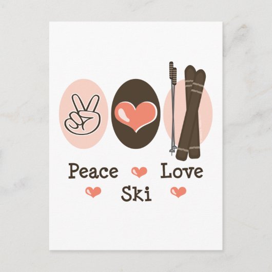 Peace Liebe Ski Postcard Postkarte (Vorderseite)