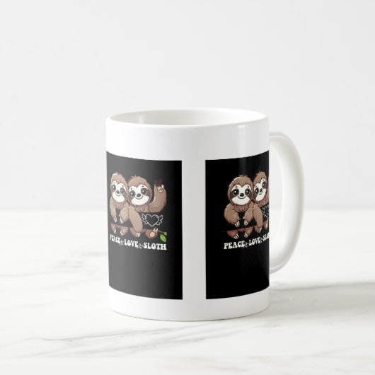 Peace Liebe Sloth Süße Tier Lovers Kaffeetasse (VorderseiteRechts)