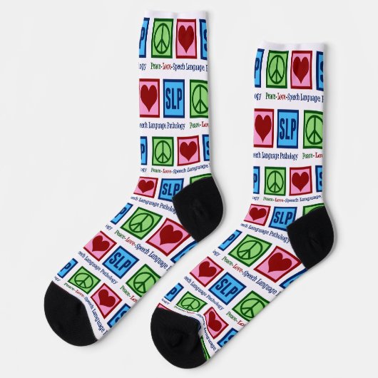 Peace Liebe SLP Sprachpathologie Socken (Linkes Detail)