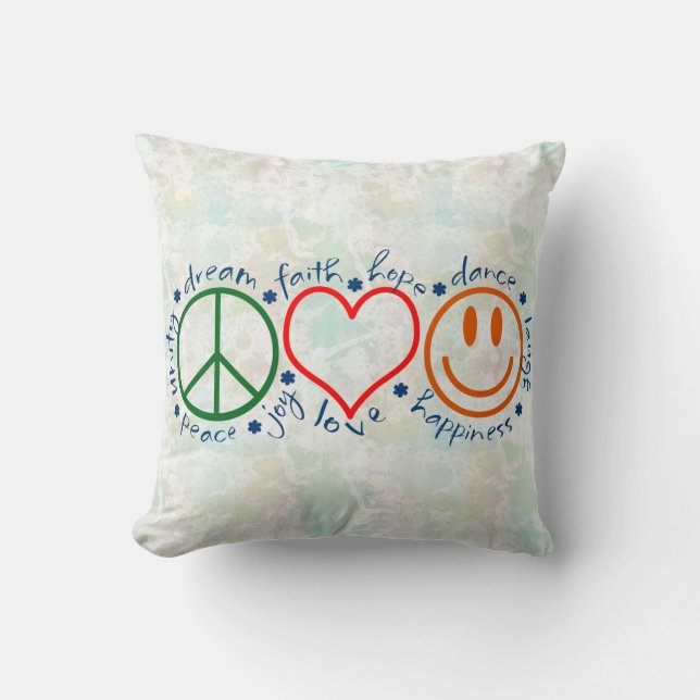 Peace Liebe Smile Kissen (Vorderseite)