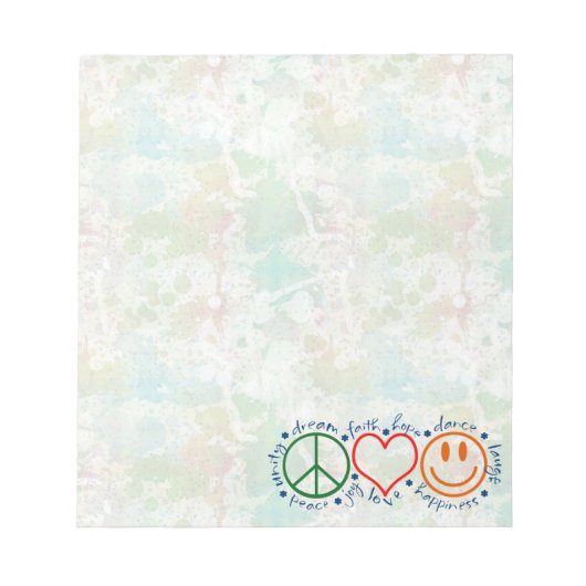 Peace Liebe Smile Notizblock (Vorderseite)