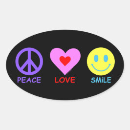 Peace Liebe Smile Ovaler Aufkleber