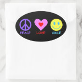 Peace Liebe Smile Ovaler Aufkleber (Tasche)