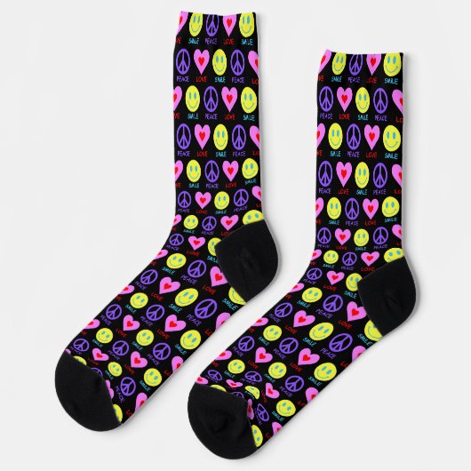 Peace Liebe Smile Pattern Socken (Linkes Detail)