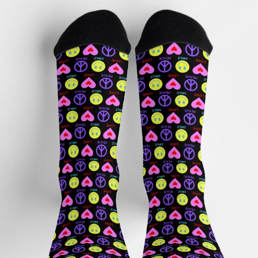 Peace Liebe Smile Pattern Socken (Oben)