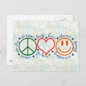 Peace Liebe Smile Postkarte (Vorne/Hinten)