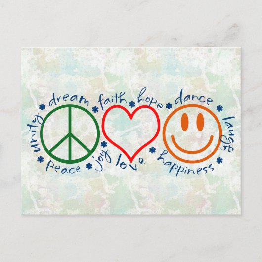 Peace Liebe Smile Postkarte (Vorderseite)