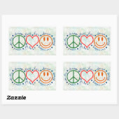 Peace Liebe Smile Rechteckiger Aufkleber (Blatt)
